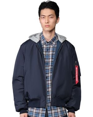 Alpha Industries Natus Relaxed-fit Hooded Bomber Flight Jacket - Blue