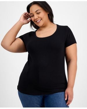 Aveto Trendy Plus Size Scoop-neck T-shirt - Black