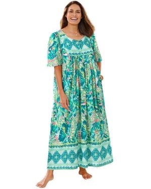 Only Neccessities Plus Size Only Necessities Bib Front Lounger - Blue