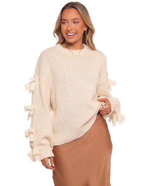 Petal & Pup Lover Tie Sleeve Knit Sweater - Natural
