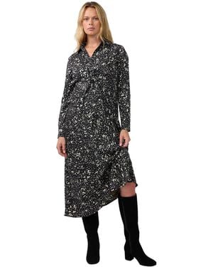 Ingrid & Isabel Ingrid + Isabel Maternity Tie-front Midi Long-sleeve Animal-print Shirt Dress - Black