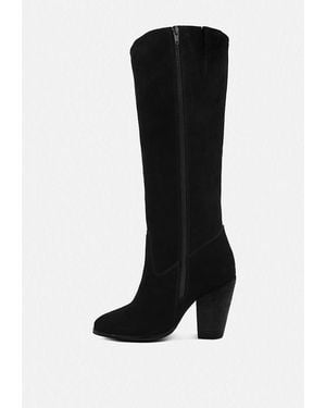 Rag & Co Great-storm Suede Leather Calf Boots - Black