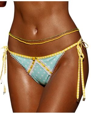 Beach Bunny Daisy Tie Side Cheeky Bikini Bottom - Brown