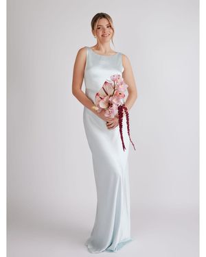 Six Stories Cowl Back Satin Bridesmaid Dress - White
