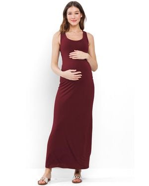 Hello Miss Maternity Scoop Neck Sleeveless Maxi Dress - Red