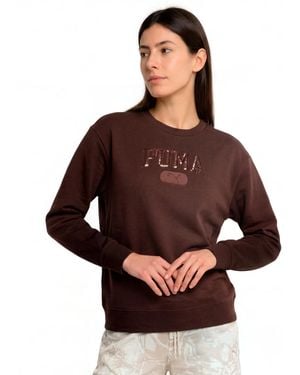 PUMA Ess Elevated Sequin Sweatshirt - Brown