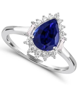 Macy's Lab-grown Sapphire Halo Teardrop Ring (7/8 Ct. T.w. - Blue
