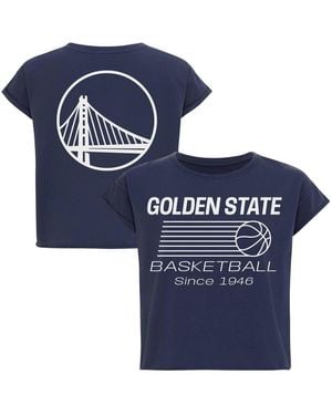 Sportiqe Golden State Warriors Athletic Club Collection Alana Premium Cropped T-shirt - Blue