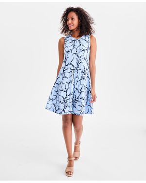 Style & Co. Printed Sleeveless Flip Flop Dress - Blue