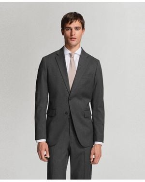 Mango Wool Slim-fit Suit Jacket - Gray