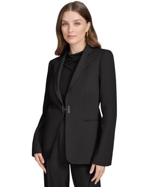 Halston Logo-clasp Notch-lapel Blazer - Black