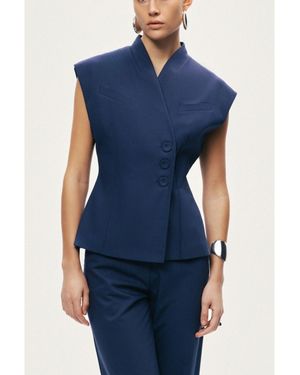 Nocturne Tailored Sleeveless Vest - Blue