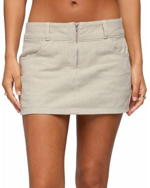 Edikted Poppey Striped Twill Mini Skirt - Natural