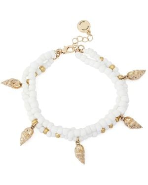 Steve Madden White Vintage Luxe Shell Beaded Layered Bracelet - Metallic