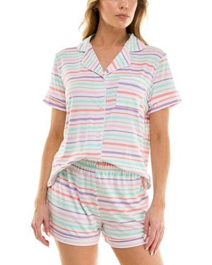 Roudelain Yummy Notched-collar Pajama Set - White