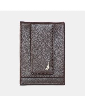 Nautica Front Pocket Leather Wallet - Gray