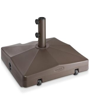Casafield 64lb Capacity Fillable Mobile Umbrella Base Stand 2 Wheels And Handle - Brown