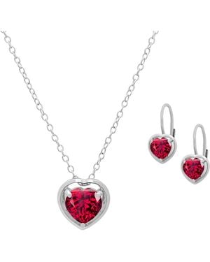 Macy's 2-pc. Blue Topaz Heart Pendant Necklace & Earrings Set (5.40 Ct. T.w. - Pink