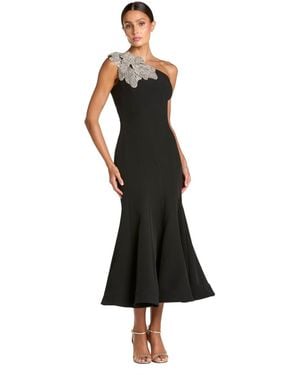 Mac Duggal One-shoulder Crepe Midi Dress - Black