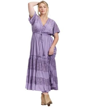 Avenue Plus Size Raven Lace Maxi Dress - Purple