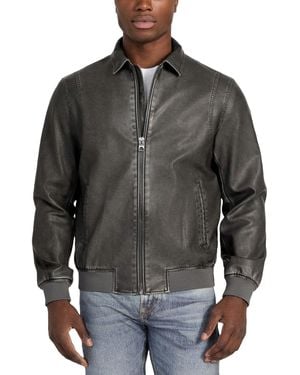 Guess Aviator Relaxed-fit Faux-leather Bomber Jacket - Gray