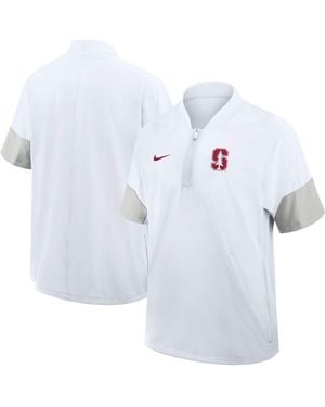 Nike Stanford Cardinal 2025 Sideline Coaches Lightweight Short Sleeve Jacket - White