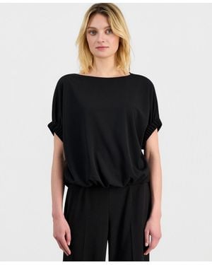 Anne Klein Dolman-sleeve Bubble-hem Top - Black