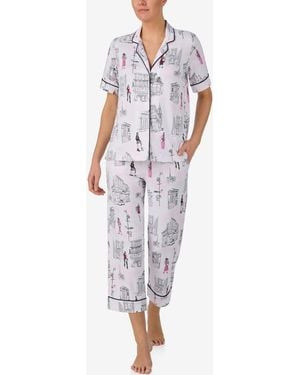 DKNY Short-sleeve Notch Top And Pull-on Pants - White