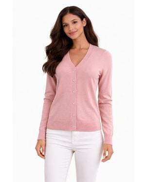Jennie Liu 100% Merino Wool Light Weight Cardigan | Ultra Soft Fine Gauge Sweaters Machine Washable - Red