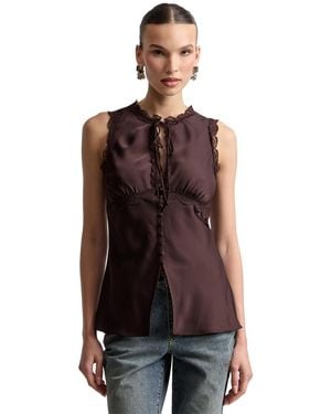 Avec Les Filles Keyhole Cutaway Empire Top - Brown