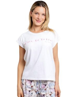 Sant And Abel Drawbertson Y'all Go To Bed Cotton Pajama T-shirt - White