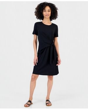Style & Co. Petite Tie-waist T-shirt Dress - Black