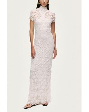 Nocturne High-neck Lace Maxi Dress - White