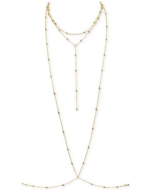 OMA THE LABEL 18k -plated Dainty Bead Layered Body Chain - White