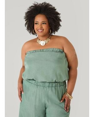 Ashley Stewart Plus Size Sage Green Bubble Tube Top