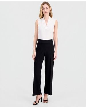 Anne Klein Petite High-rise Pull-on Knit Pants - Blue