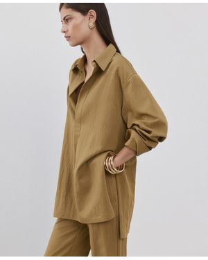Mango Collared Oversized Shirt - Natural