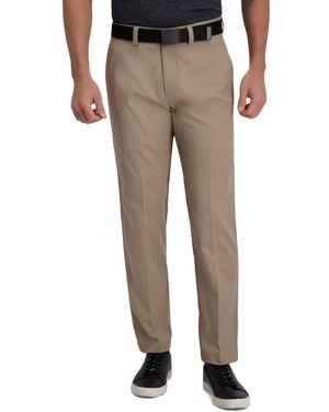 Haggar Cool Right Performance Flex Straight Fit Flat Front Pant - Natural