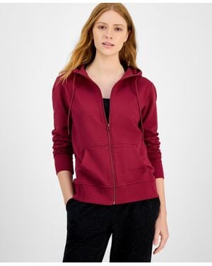ID Ideology Relaxed Zip-front Long-sleeve Fleece Hoodie - Red