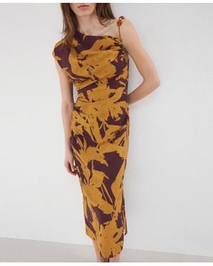 Mango Printed Asymmetrical Dress - Metallic