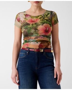 Guess Hani Short-sleeve Cut-out Top - Blue