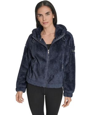 Calvin Klein Performance Oversized Hooded Sherpa Jacket - Blue