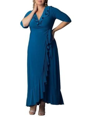 Kiyonna Plus Size Maritime Ruffle Maxi Dress - Black