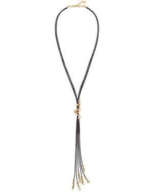 Uno De 50 Brown Leather Cords Necklace - Metallic