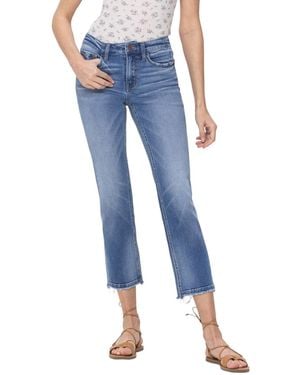Flying Monkey Mid Rise Cropped Step Hem Straight Jeans - Blue