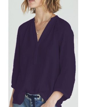 ocean + main Ocean+main Ocean+main Fuchsia Gauze Top - Blue