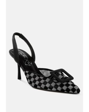 LONDON RAG Freya Mesh Checkered Pointy Stiletto Heels - White