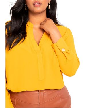 Eloquii Plus Size Mandarin Collar Tunic - Orange