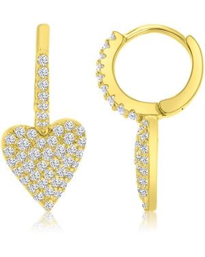 Macy's 14k -plated Pave Heart huggie Earrings - Metallic