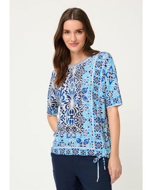 Olsen Panneaux Tile Print T-shirt - Blue
